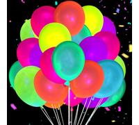 60 pcs UV globos de neón, globos fluorescentes, UV negro globos de látex de luz, brillan en la oscuridad, adecuado para el cumpleaños, la noche decoración de globos fiesta