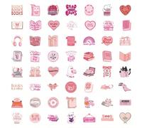 60 pegatinas de color rosa, paquete de pegatinas lindas, pegatinas para botellas de agua, paquete estético de pegatinas, conjunto de pegatinas de moda para ordenador portátil, equipaje