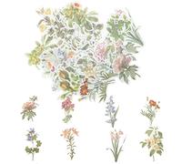 60 pegatinas de flores, pegatinas para álbumes de recortes de flores, pegatinas de estilo vintage, pegatinas decorativas, para álbumes de recortes, diarios, muebles con 1 pinzas