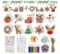 60 Pezzi Adornos Arbol Navidad Madera, Adornos Navidad Madera para Pintar, DIY Adornos Arbol Navideños con Cordón, Accesorios Completos manualidades para Cajas de Regalo Decorativas