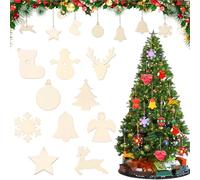 60 Piezas 10 Estilos Colgantes de Madera para Navidad, Christmas Tree Decorations, DIY Decoración de árbol de Navidad de Madera para Decoración de árbol de Navidad(60 Unidades)