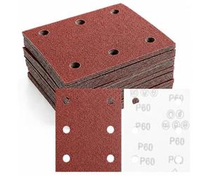 60 Piezas 101x115mm P60 Lijas para Lijadora Orbital 6 Agujeros Grano 60 | Papel de Lija Schleifpapier para Rectangulares Lijadoras y Lijadora Orbital Compatible con Makita DBO484Z DBO480Z BO4565K