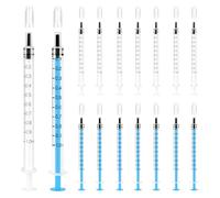 60 Piezas 1ml Jeringuillas, Jeringa de Plastico Sin Aguja, Jeringas Colectoras de Calostro con Tapas para Laboratorios Científicos, Alimentación Animal (Blanco/Azul)