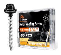 60 Piezas 4,8 x 45 mm Tornillos Hexagonales Negro EPDM Metal-Madera TPOHH