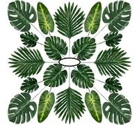 60 piezas 5 Surtido de Hojas Artificiales, Decoraciones para Tropical Hojas de Bambú de de Jungla Hojas de Hojas Falsas Verdes con para Decoraciones de Mesa de Playa de Jungla Luau Hawaiana