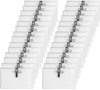 60 Piezas 9 x 5.6 cm Tarjetas Identificación con Clip,Bolsa Tarjeta Transparente PVC,Etiquetas Ropa Impermeables,Etiquetas Nombre Persona Reunión,Porta nombres con pinza