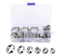 60 Piezas Abrazaderas de Manguera, Abrazaderas Jubilee Surtidas Ajustables 6,8-25,6mm, Juego de Abrazaderas de Manguera de Acero Inoxidable 304, Abrazaderas de Tubo de Tornillo Sin Fin de Una Sola