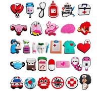 60 Piezas Adornos para Zapatos Enfermera Pins,Encantos de Zapatos de Dibujos con Tema Médico,picos de zapatos de PVC, Accesorios de Decoración de Zapatos, para Mujeres, Niños y Hombres