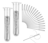60 Piezas Agujas de Ojo Grande, Agujas de Coser a Mano Agujas de Tejer de Acero Agujas Romas Ojo Grande para Coser a Mano con 2 Tubo de Almacenaje Transparente para Coser Lana Tela Cuero