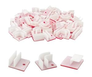 60 piezas autoadhesivas de clip de luz LED para la tira de la luz de la tarjeta, ganchos de hebilla de fijación de asiento clips de soporte de montaje, abrazadera de línea de tarjeta de 90/180 grados