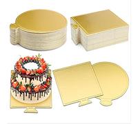 60 Piezas Bases de Tartas, Mini Bandejas de Cartón Redondas y Cuadradas, Tableros para Pasteles de Mousse, Bandejas de Exhibición de Postres, Base de Cartón para Pasteles de Cumpleaños y Bodas