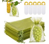 60 Piezas Bolsas Uvas Proteccion,Bolsas para Uvas 15 cm x 20 cm, con 5 PCS Trampas Adhesivas Amarillas, Bolsas de Tul con Cordón Ajustable, para Proteger contra Avispas, Pájaros y Otros Insectos