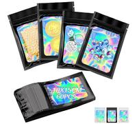 60 Piezas Bolsas Ziplock de Aluminio Bolsas Mylar Reutilizable 10 x 15cm Holográfico Bolsas Cierre Bag Prueba De Olor Bolsas con Ventana Transparente para Joyas Dulces Galletas(Negro)