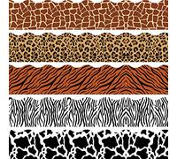 60 Piezas Borde de Tablón de Anuncios con Estampado Animal Safari Selva Decoraciones de Tablón de Anuncios Leopardo Cebra Tigre Jirafa Vaca Borde de Tablón de Anuncios Decoración
