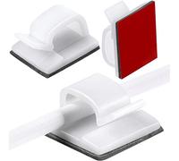 60 Piezas Clip de Alambre Exterior con Cinta Adhesiva Clip de Luminaria Clip de Decoración Gancho Soporte de Cable Autoadhesivo para Luz de Hada (S, Blanco)