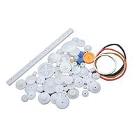 60 piezas de engranajes de plástico reutilizables para cinturón de eje blanco - Engranajes de gusano de corona de doble reducción, ruedas dentadas, piezas de robot, una amplia variedad de estilos