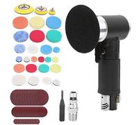 60 piezas de lijadora neumática excéntrica, lijadora neumática con órbita de 3 mm para pulido de metales, encerado y eliminación de óxido; incluye 18 almohadillas para el detalle d (válvula japonesa)