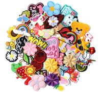 60 piezas de parches bordados para planchar, accesorios de bricolaje, parches decorativos surtidos al azar, lindos apliques de costura para chaquetas,