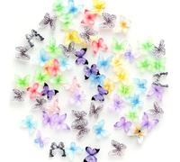 60 piezas de resina con diseño de mariposas, pequeñas mariposas surtidas, decoración en miniatura, accesorios para casa de muñecas, 3D, mariposa, decoración de paisaje, para manualidades, casa de