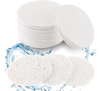 60 Piezas Esponjas Faciales Comprimidas para Limpieza de Maquillaje Almohadillas Exfoliantes para el Rostro para Cuidado Diario de Piel Esponja de Maquillaje de Limpieza Profunda (Blanco)