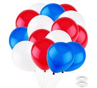 60 Piezas Globo Azul Blanco Rojo 10 Pulgadas Globos Helio Azul Globos Latex con Cinta Kit de Decoración de Globos Azules Arco de Globos Cumpleaños para Fiestas Aniversario Niño Bautizos Comunion