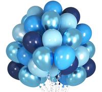 60 Piezas Globos Azules Metálicos, Globos de Cumpleaños Bluey, Globo de Helio Perla Azules y Látex Marino Blue para Cumpleaños, Boda, Baby Shower y Decoración de Fiesta