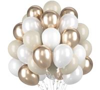60 Piezas Globos Beige Crema Blanco, Globos Cumpleaños Metálicos Champán Dorado, Globo de Látex Fiesta Perla Blanco, Globos Arena Blanca para Valentín Boho Bodas Bautizo Aniversario