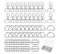 60 Piezas Hebillas metalicas Mosquetones para Bolsos, Anillas para Bolsos, Hebillas Mochila Metálicas en D, Anillas Rectangulares Bolso Metal, para Manualidades, Tirantes, Reparaciones de Mochilas