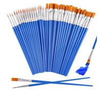 60 Piezas Juegos de Pinceles Azules Artista,Planos y Pequeños A Granel,16.5cm Set Pinceles para Pintura Acrílica Acuarela,Set Planos Nylon,Pincel Artista Pequeños,para El Cuerpo,La Cara,Roca,Pintura