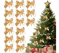 60 Piezas Lazos de Navidad Dorado, Mini Arcos del Árbol de Navidad, Arcos Navideños, Lazo de Cinta de Árbol de Navidad, para días Festivos, Cumpleaños, Bodas, Fiestas y Celebraciones Navideñas