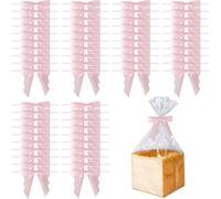 60 Piezas Mini Lazos de Cinta De Satén, 7,5x 6,5 CM Lazos para Regalo con Cable Lazo de Satén Rosa Para Manualidades Cumpleaños Halloween Navidad Decoración de Bodas