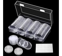 60 Piezas Monedas De Plástico Caja, Cápsulas de Moneda, Caja Clasificadora de Almacenamiento y Colección de Monedas con 60 Juntas de EVA para Suministros de Colección(18/20/22/25/27/30/39/41mm)