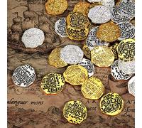 60 Piezas Monedas Piratas de Metal Moneda de Pirata Réplicas de Doblón Español Juguetes de Monedas de Tesoro para Decoración de Favor de Fiesta (Color Set 1, 60 Piezas)