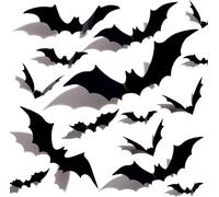 60 Piezas Pegatinas de murciélagos en 3D para Halloween Pegatinas de Ventana de Halloween Pegatinas para Puertas Pegatinas de murciélagos de Pared para decoración de Ventanas