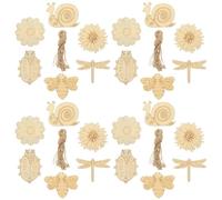 60 Piezas Recortes de Madera de Animales sin Terminar para Pintar | Madera Beige, Superficie Lisa y Ligera, Decoración Navideña y Cumpleaños, para Letreros y Colgadores