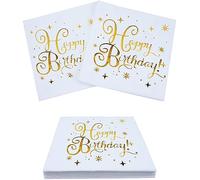 60 Piezas Servilletas de Cumpleaños, Servilletas de Papel Happy Birthday, Servilletas Fiesta Cumpleaños, Party Deco Servilletas para Cumpleaños, para Niños y Adultos (33 x 33 cm)