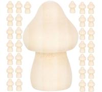 60 Piezas Setas de Madera en Blanco para Pintar, Manualidades DIY | Acabado Liso, Superficie Uniforme, Color Caqui, para Adolescentes y Docentes, Pegamento o Rotuladores