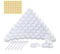60 Piezas Tarros de Plástico, Contenedores Cosmético de Viaje Envases de Vacío Transparente con Tapas de Tornillo para Cosmética Crema Muestra, Polvo, Decoración de Uñas, 5g 5ml Blanco