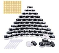 60 Piezas Tarros de Plástico, Contenedores Cosmético de Viaje Envases de Vacío Transparente con Tapas de Tornillo para Cosmética Crema Muestra, Polvo, Decoración de Uñas, 5g 5ml Negro
