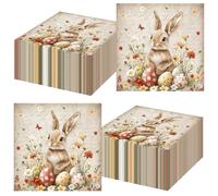 60 Piezas Vintage Servilletas de Pascua, Servilleta de Huevos de Conejo Servilleta de Cóctel Desechables Servilletas Decorativas para Suministros de Fiesta de Easter de Té Almuerzo Festivo, 33x33 cm