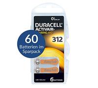 60 Pilas para audífonos Duracell Activair Tipo 312 marrón - Mercury Free 0% HG