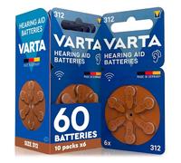 60 Pilas para Audífonos Tamaño 312 Marrones PR41 VARTA Zinc Aire Tensión Estable Larga Duración a Prueba de Fugas Compatibles con Todos los Dispositivos Made in Germany - 10 Blister de 6 Pilas