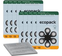 VARTA Ecopack 4606 - Pilas para audífonos (6 Unidades, Tipo 13), Color Naranja