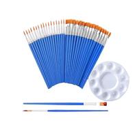 60 pinceles pequeños a granel con paleta de colores, pinceles con bolígrafo plano y delineador, pinceles de pintura facial para acrílico, óleo, acuarela, pintura de roca, dibujo y suministros de arte