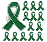 60 pines verdes sobre el cáncer de mama, insignia de cinta verde, broche de cinta esmaltada, insignia de concienciación sobre el cáncer de mama para eventos públicos y sociales de caridad