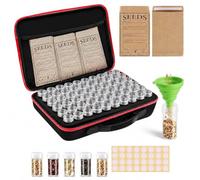 60 Ranuras Caja de Almacenamiento de Semillas,Pintura de Diamantes,Caja Organizadora de Semillas con Bolsa y Pegatinas,Organizador de Accesorios para Joyas,Manicura,Semillas