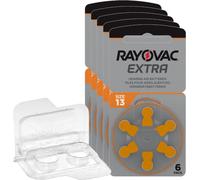 60 Rayovac Extra Advanced Talla 312-10x 6 Blister de Pilas para audífonos PR41 Braun 24607 + Caja para 2 Pilas para audífonos, Caja para pilas de botón de hasta 12 mm x 6 mm (diámetro x altura)