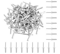 60 remaches ciegos de aleación de aluminio con cabeza grande de 4,8 x 12 mm, juego de remaches ciegos plateados, juego de remaches, adecuado para unir materiales ligeros