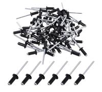 60 remaches ciegos de aluminio con brida grande, remaches ciegos de aluminio, juego de remaches ciegos de calidad industrial, 60 unidades (negro) (4,8 mm × 13 mm)