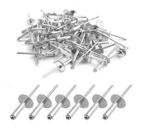 60 remaches ciegos de aluminio con brida grande, remaches ciegos de aluminio, juego de remaches ciegos de calidad industrial, 60 unidades (plata) (4,8 mm × 12 mm)